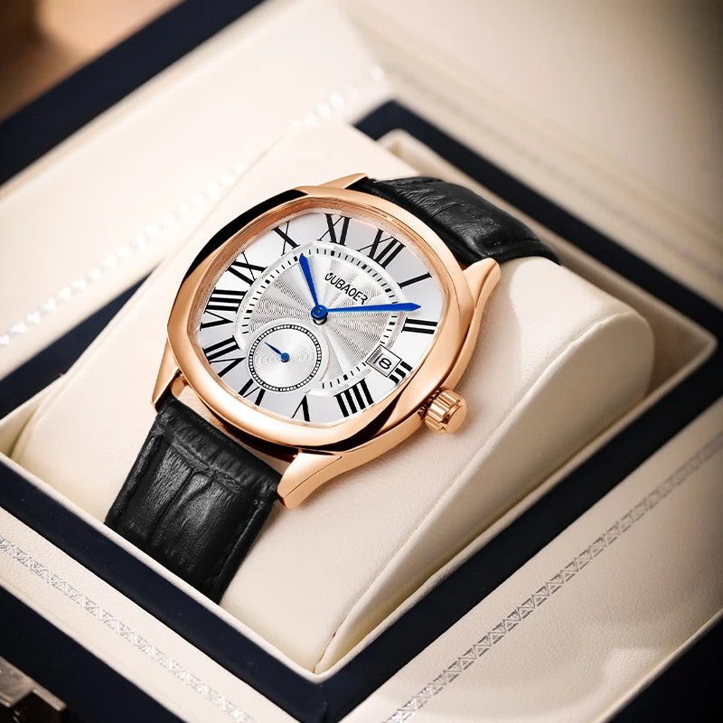 Men's Roman Numeral Watch – Leather Strap Dress Watch