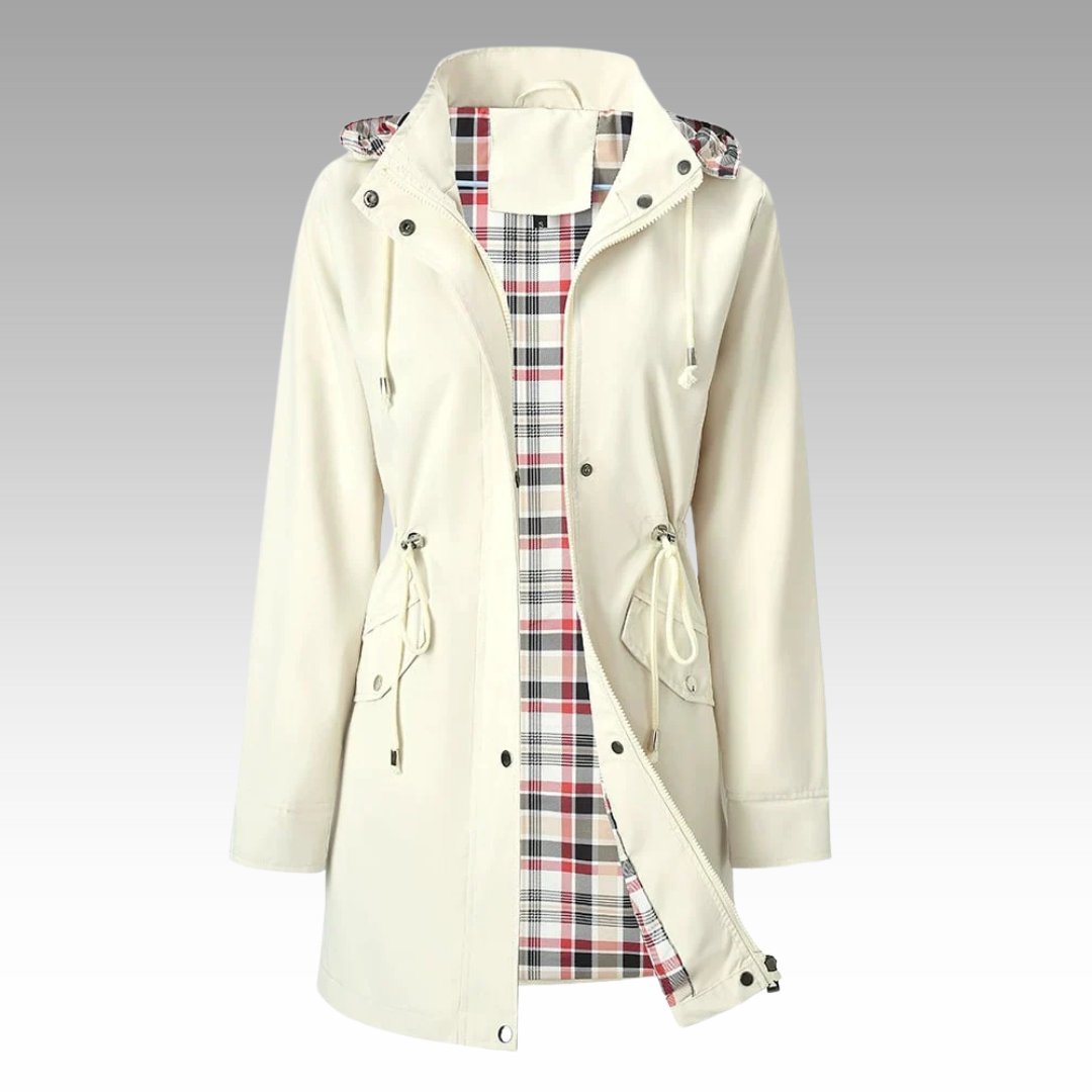 Women's Rain-Ready Hooded Coat - Adjustable Waist & Hood