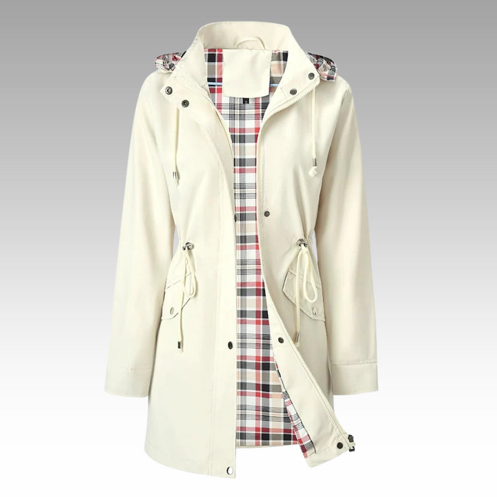 Women's Rain-Ready Hooded Coat - Adjustable Waist & Hood