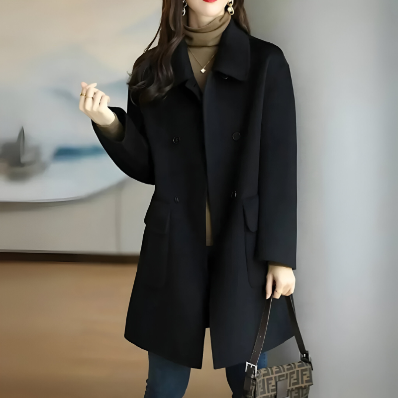Women's Wool-Blend Classic Formal Coat - Elegant Warmth