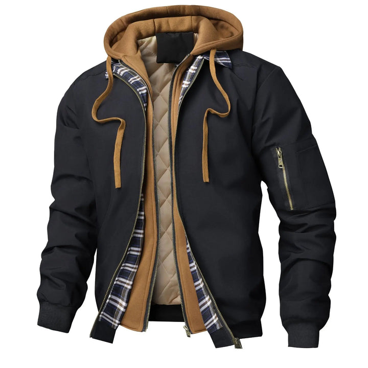Men's Quilted Cotton Bomber Hooded Jacket – Insulated Layering
