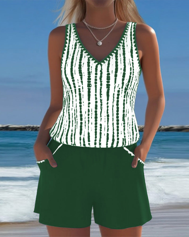 Women's Casual Tankini Swimsuit Set - Secure & Comfortable Swimwear