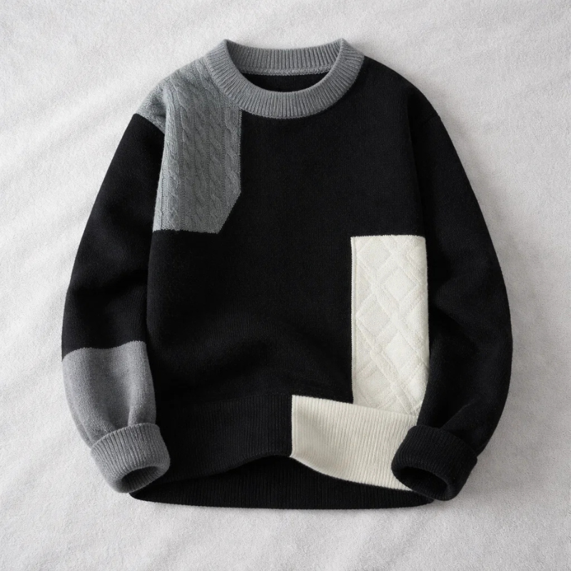 Men's Cotton Colourblock Knit Jumper – Crew Neck Sweater