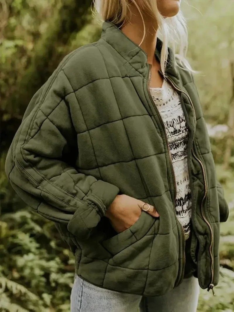 Women's Quilted Zip-Up Jacket - Cozy & Lightweight Layer