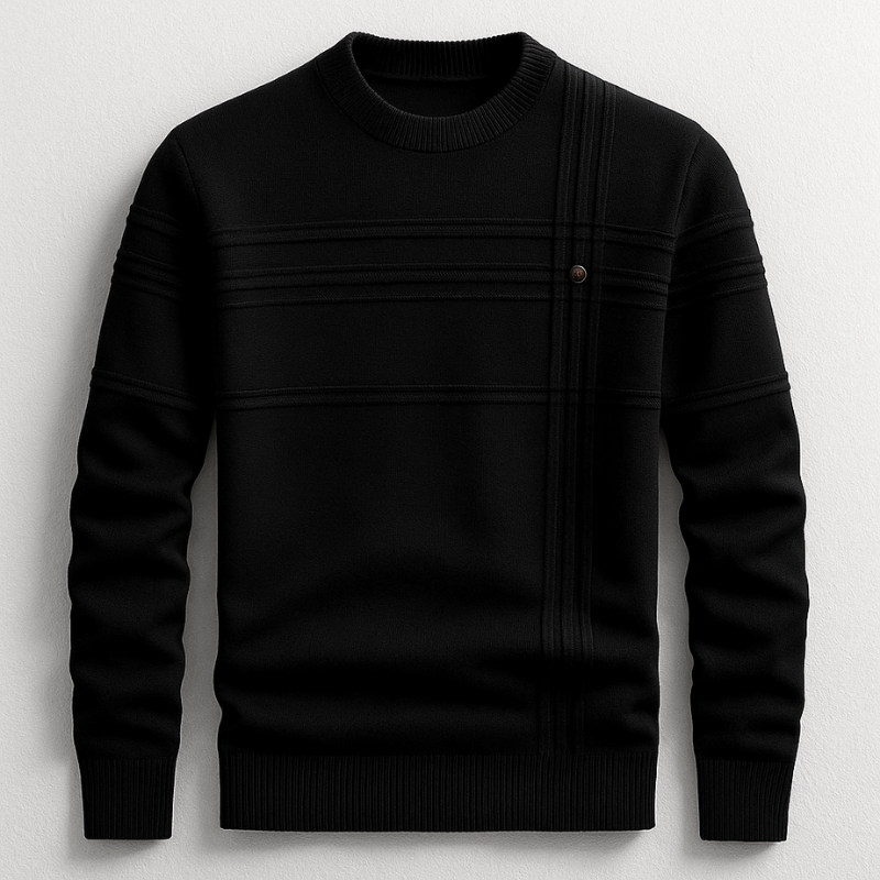 Men's Cotton Crew Neck Jumper – Ribbed Midweight Knit Sweater