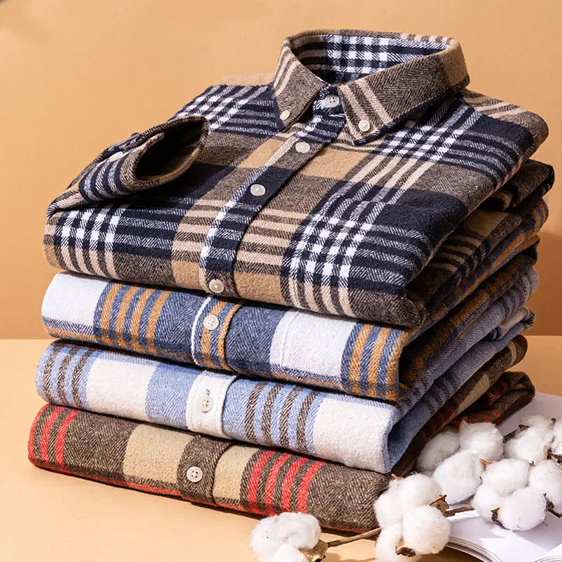Men's Brushed Cotton Flannel Shirt – Casual Overshirt