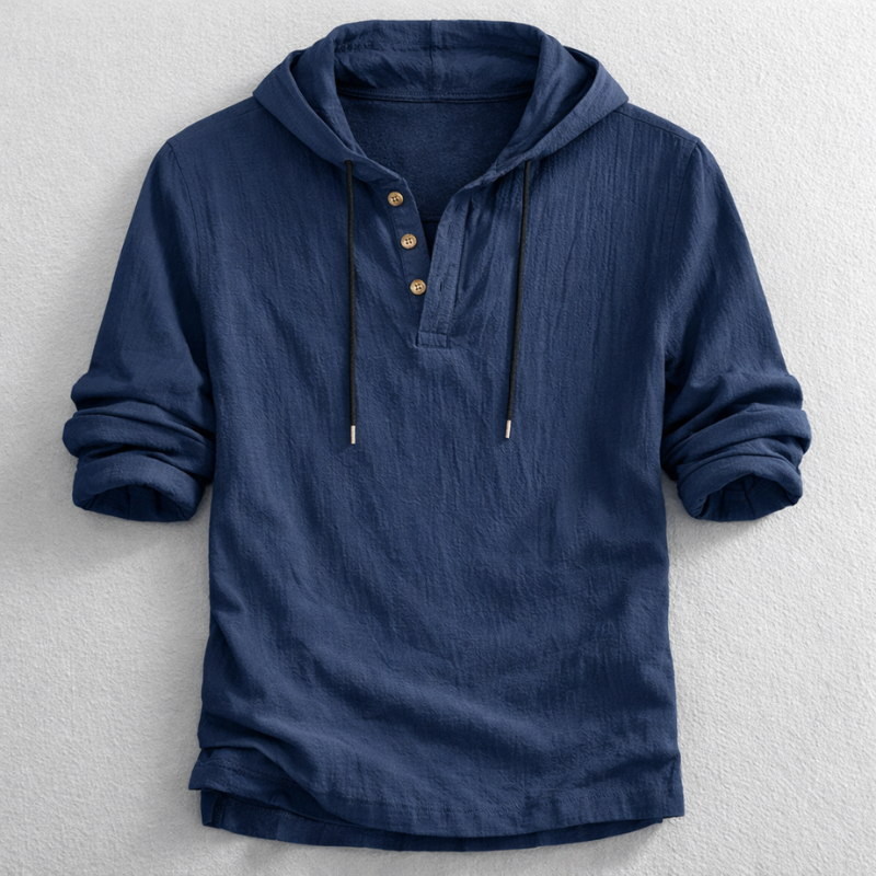 Men's Linen Hooded Henley – Breathable Relaxed Summer Shirt