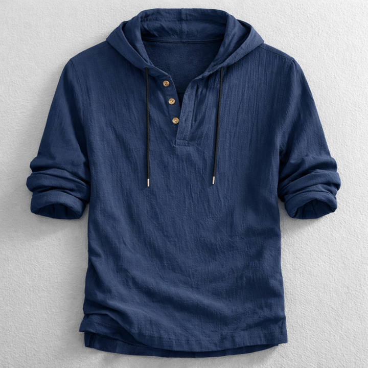 Men's Linen Hooded Henley – Breathable Relaxed Summer Shirt