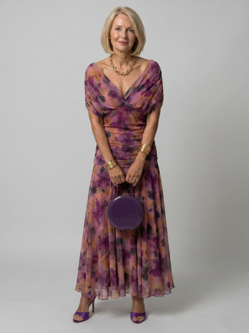 Women's Off-Shoulder Flow Midi Dress – Lightweight & Breezy