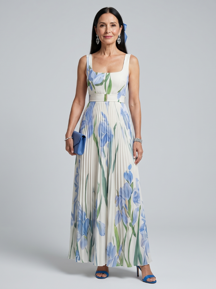 Women's Sleeveless Square Neck Floral Midi Dress - Quiet Statement