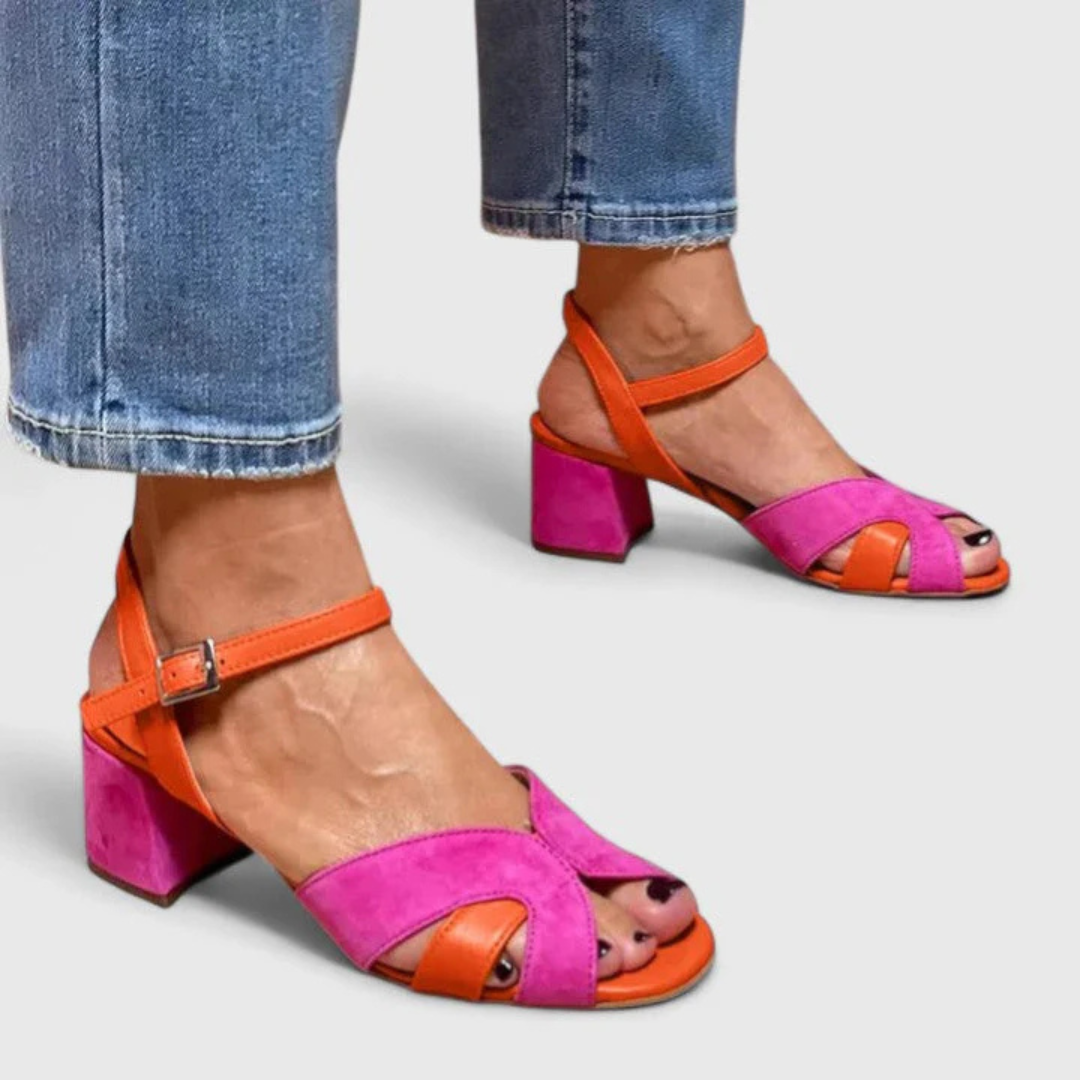 Women's Orthopedic Block Heels - Vibrant Pink & Everyday Comfort