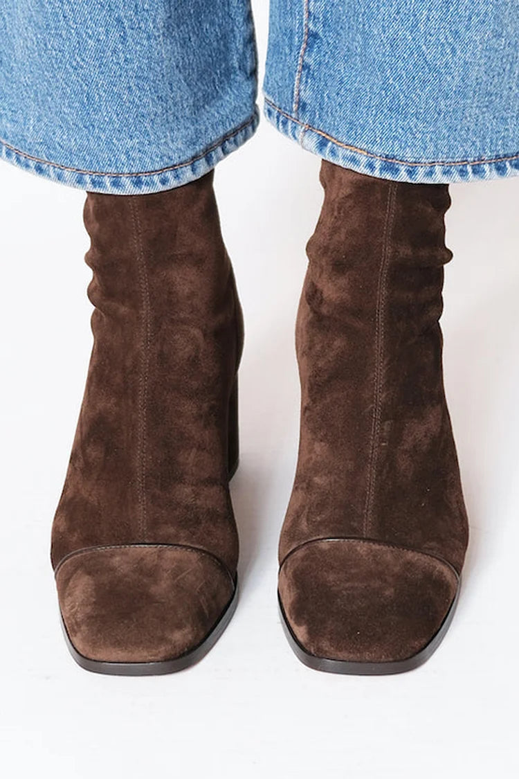 Women's Square Toe Block Heel Boots - Everyday Elegance