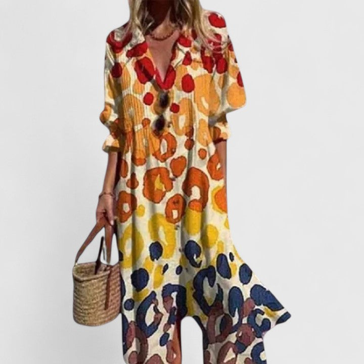 Women's Elegant Boho Dress - Bold Colors, Effortless Any Occasion