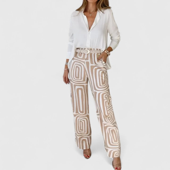 Women's Elegant Two-Piece Set - Chic, Versatile Ensemble with Belt