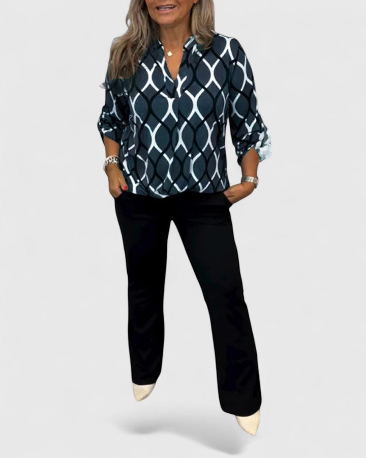 Women's Geometric Print Blouse - Effortless Style for Any Occasion