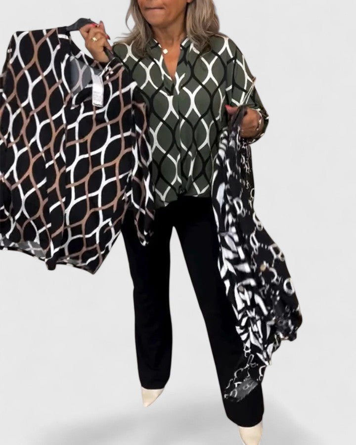Women's Geometric Print Blouse - Effortless Style for Any Occasion