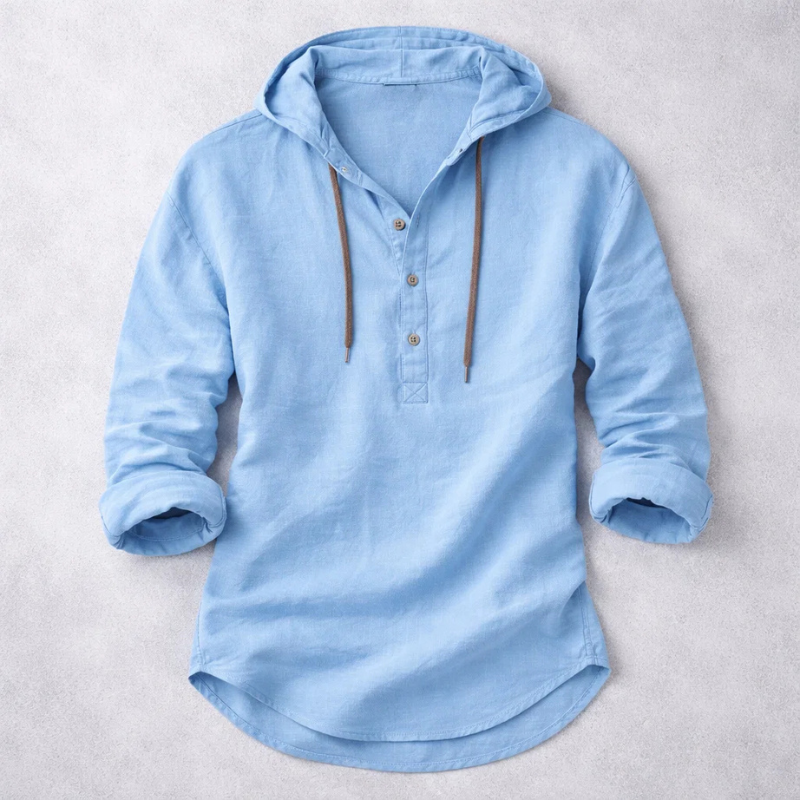 Men's Linen Hooded Overshirt – Breathable Summer Hoodie Shirt