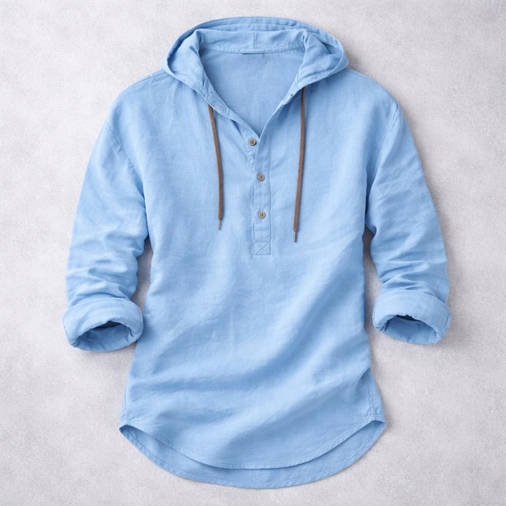 Men's Linen Hooded Overshirt – Breathable Summer Hoodie Shirt