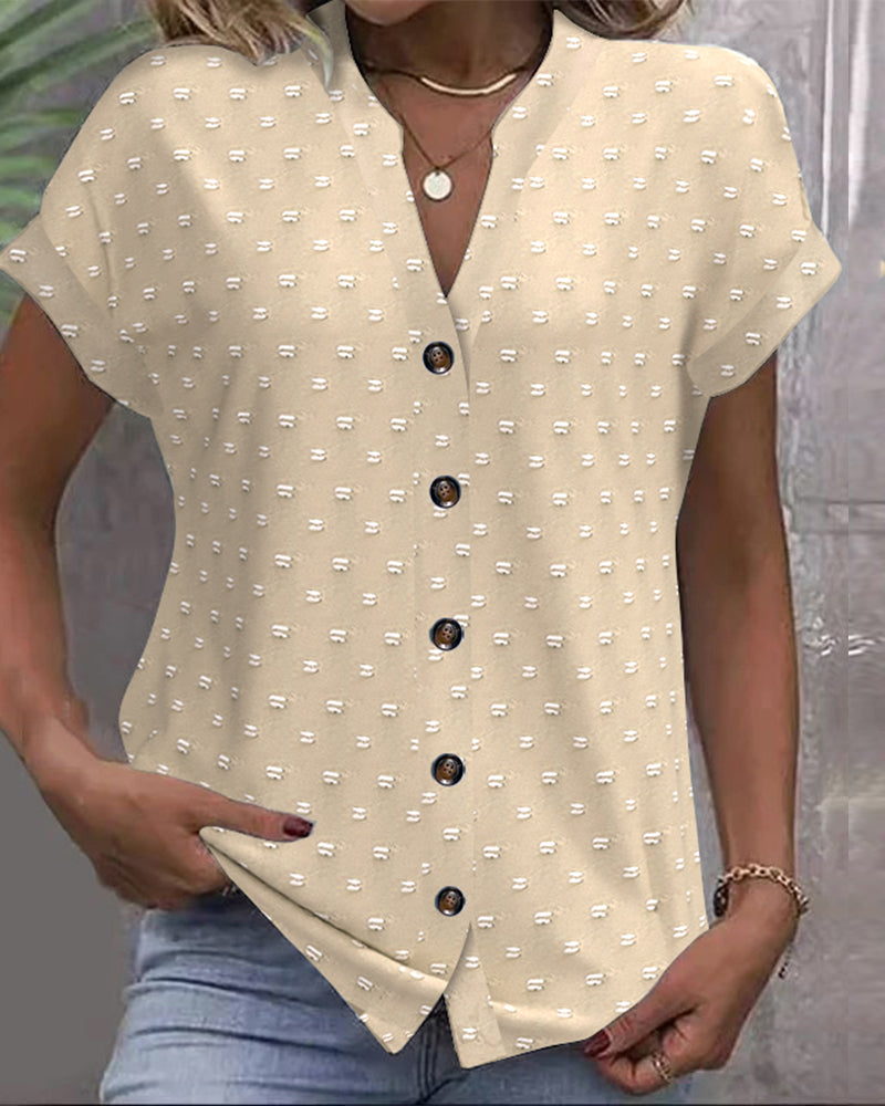 Women's Button-Down V-Neck Shirt - Versatile Essential