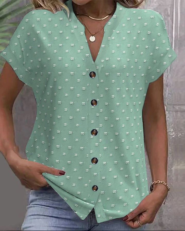 Women's Button-Down V-Neck Shirt - Versatile Essential