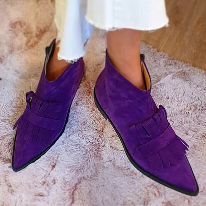 Women's Fringed Ankle Boots - Playful Statement Style