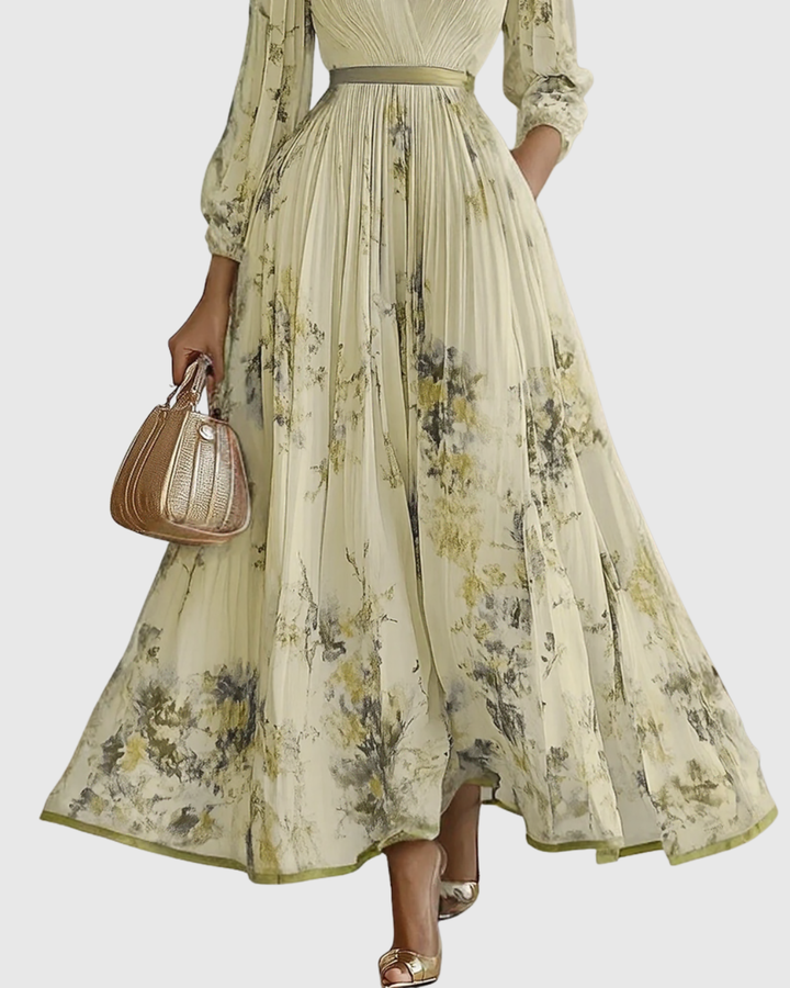 Women's Elegant Pleated Maxi Dress - Graceful & Feminine
