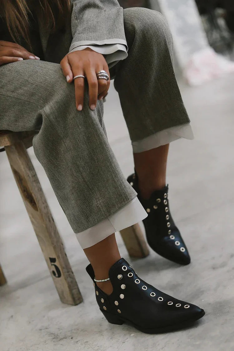 Women's Pointed Studded Ankle Boot - Versatile Day to Night