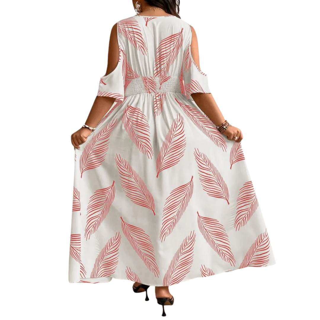 Women's Boho Print Cold Shoulder Dress - Effortless Summer Style