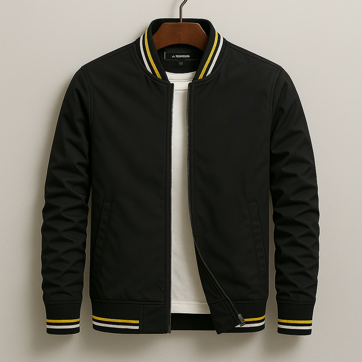 Women's Striped Cotton-Linen Bomber Jacket - Everyday Varsity Style