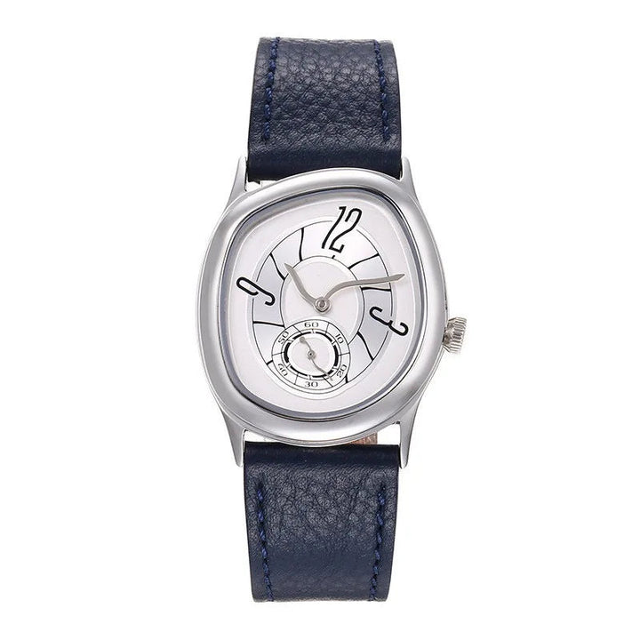 Men's Automatic Watch – Art Deco Spiral Dial Leather Strap