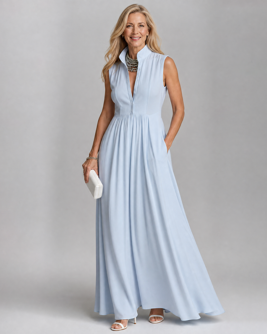 Women's Sleeveless Collared Wide Leg Jumpsuit - Lightweight & Flowing