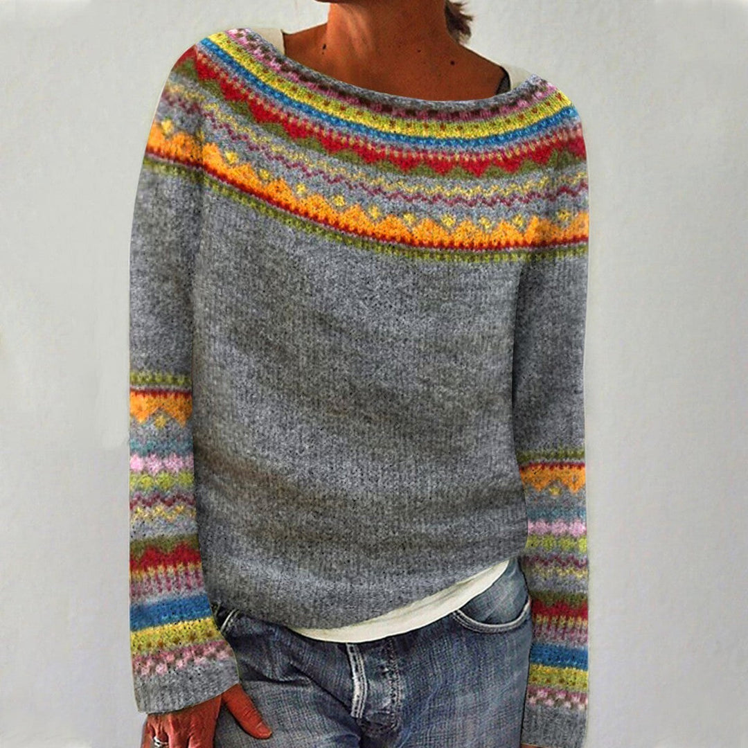 Women's Gwen Patterned Knit Sweater - Cozy & Playful Style