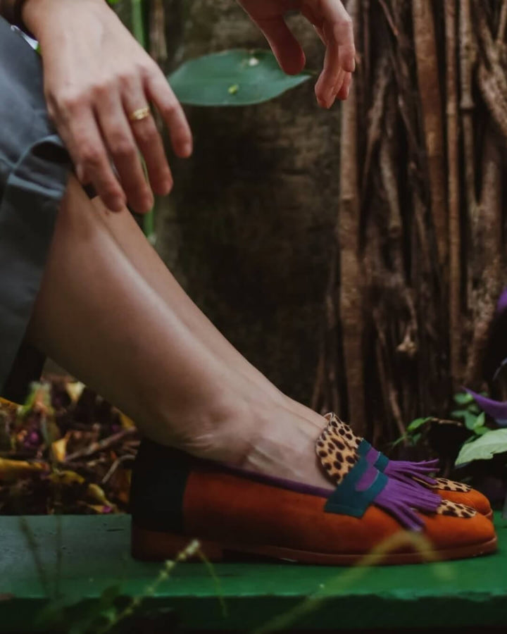 Women's Animal Print Fringed Loafers - Bold Everyday Style