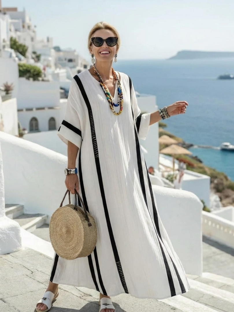 Women's Color Block Striped Maxi Dress - Effortless Warm Weather Style