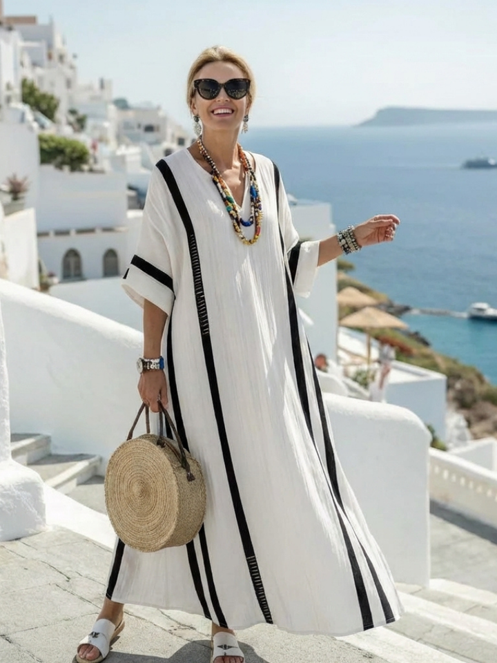 Women's Color Block Striped Maxi Dress - Effortless Warm Weather Style