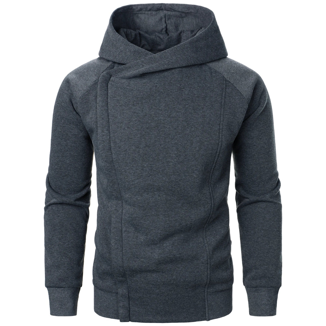 Men's Cotton-Blend Crossover Hoodie – Midweight Fleece Pullover