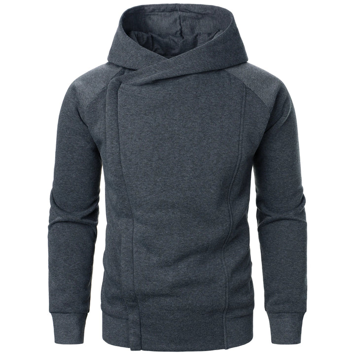 Men's Cotton-Blend Crossover Hoodie – Midweight Fleece Pullover