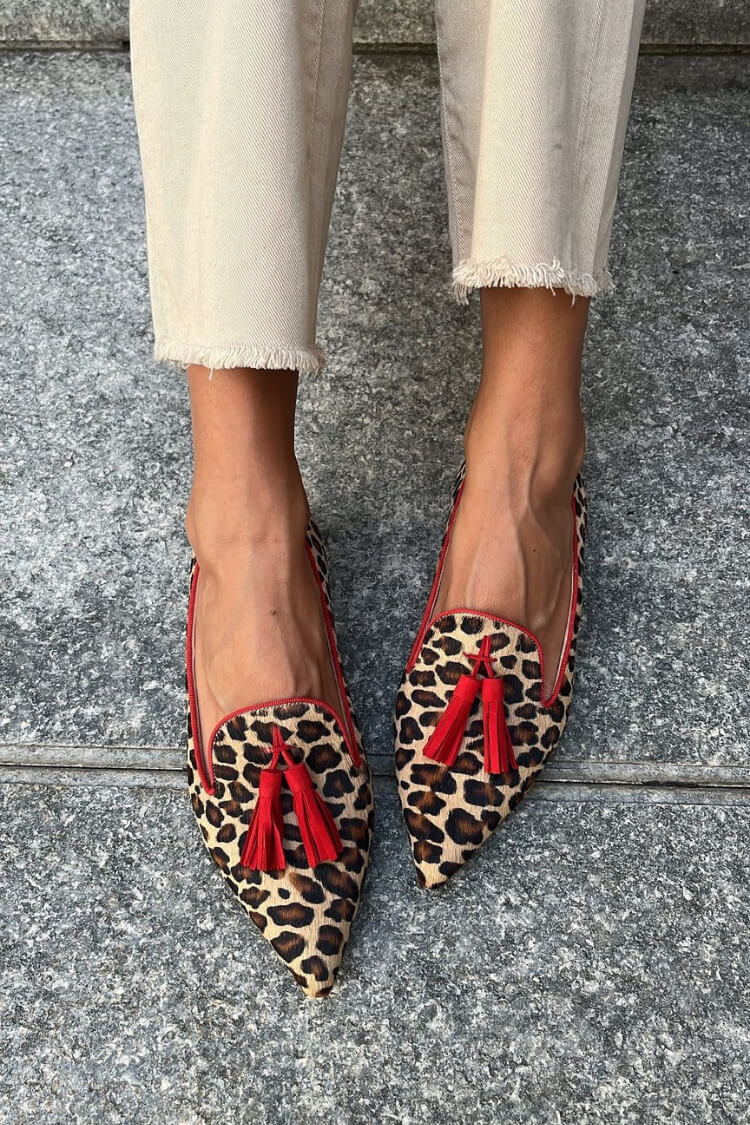 Women's Pointed Loafer with Red Tassels - Striking & Versatile