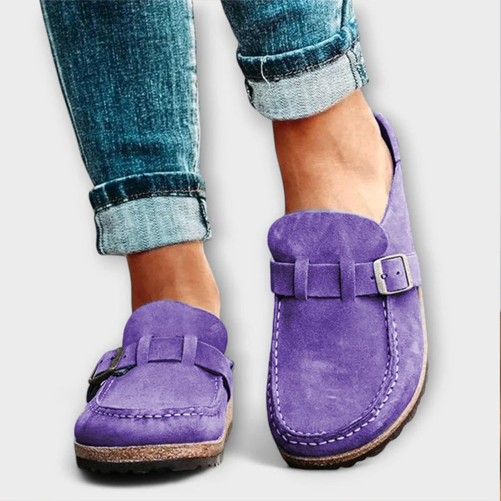 Women's Orthopedic Moccasins with Decorative Buckle - Everyday Comfort