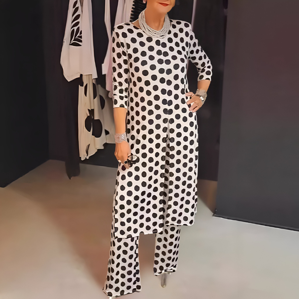 Women's Polka Dot Two-Piece Set - Vintage Charm for Everyday Elegance