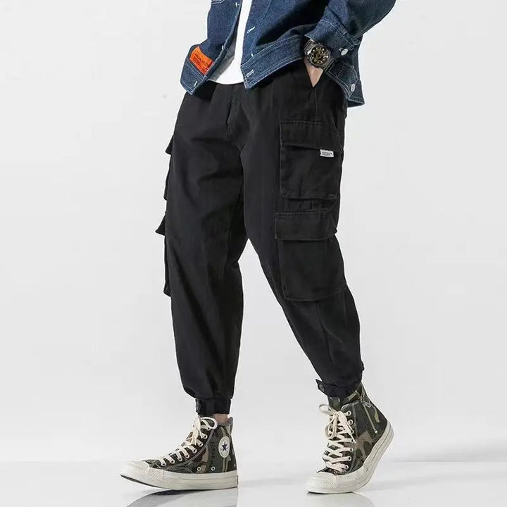 Men's Heavyweight Cotton Cargo Joggers – Tapered Utility Trousers