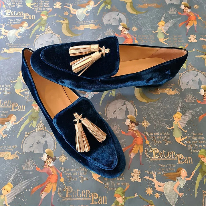Women's Loafers with Champagne Tassels - Nighttime Charm