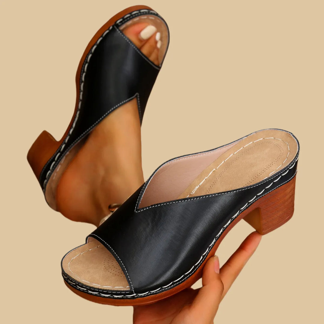 Women's Classic Open-Toe Block Heel Sandals - Everyday Comfort and