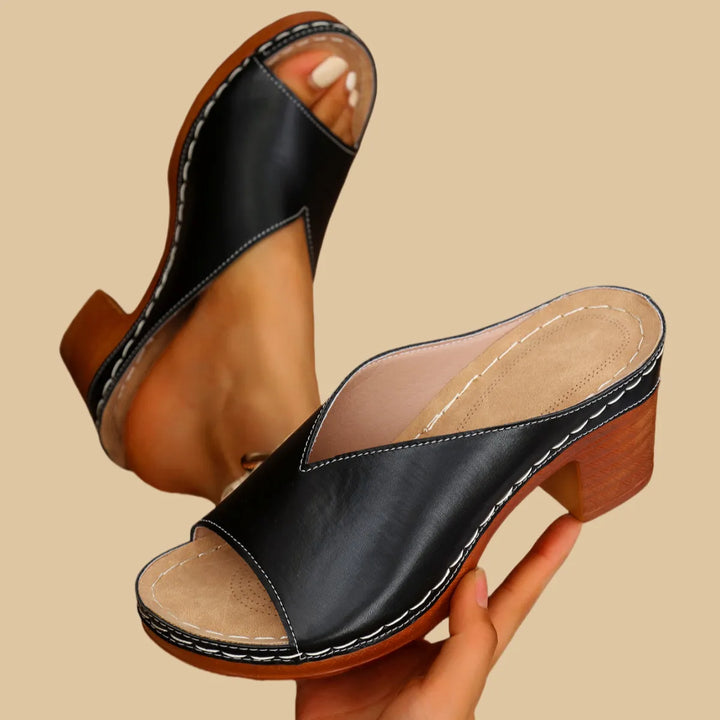 Women's Classic Open-Toe Block Heel Sandals - Everyday Comfort and