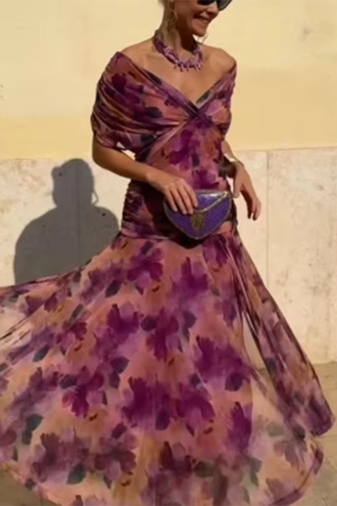 Women's Elegant Maxi Party Dress with V-Neck - Perfect for Evenings