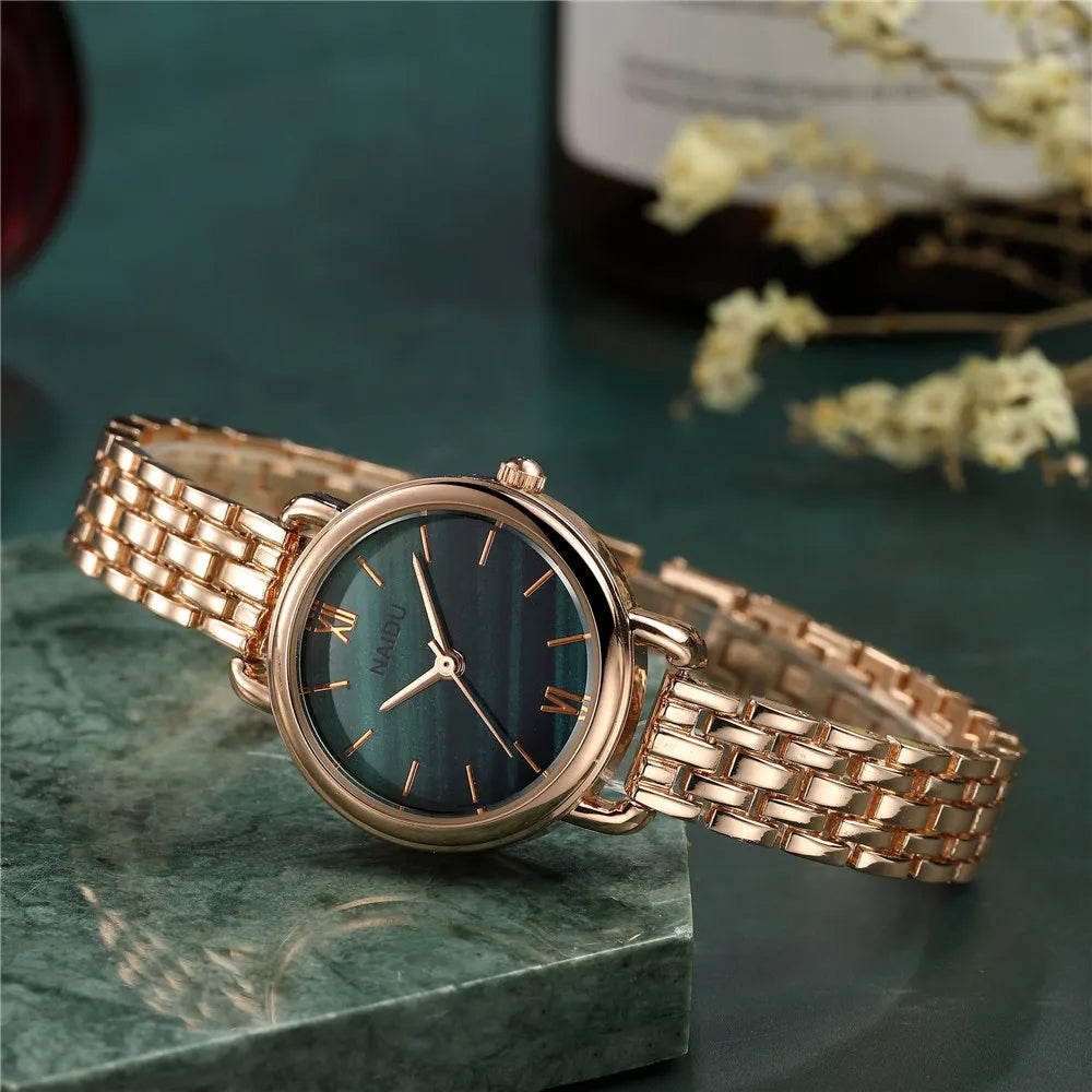 Women's Siena Marble Dial Watch – Stainless Steel Quartz Timepiece