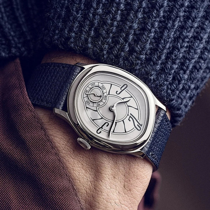 Men's Automatic Watch – Art Deco Spiral Dial Leather Strap