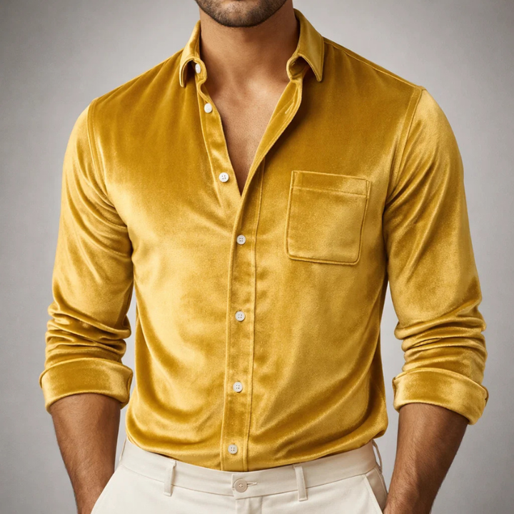 Men's Velvet Shirt – Tailored Smart Evening Occasion Top