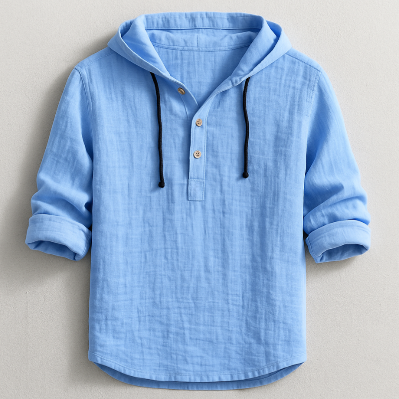Men's Cotton-Linen Hooded Shirt – Relaxed Warm-Weather Overshirt