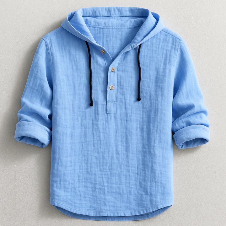 Men's Cotton-Linen Hooded Shirt – Relaxed Warm-Weather Overshirt